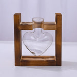 support plante verre moderne bois marron clair vase table decoration maison transparent naturel