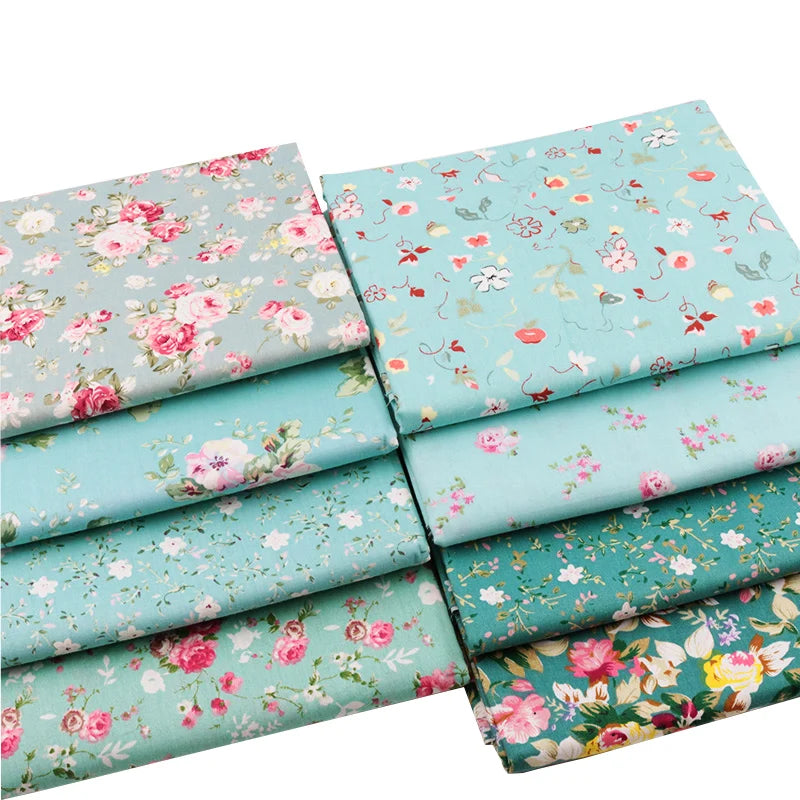 tissu coton imprimé fleurs vintage rose blanc vert couture patchwork quilting drap bébé coussins