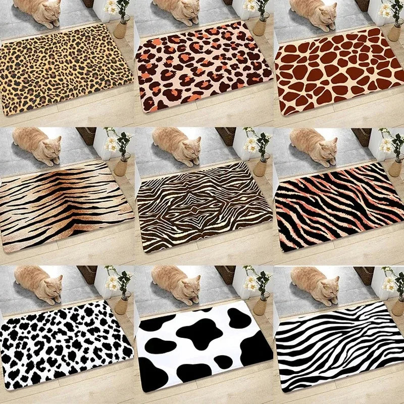 tapis léopard zèbre tigre vache moderne polyester antidérapant sol chambre salon