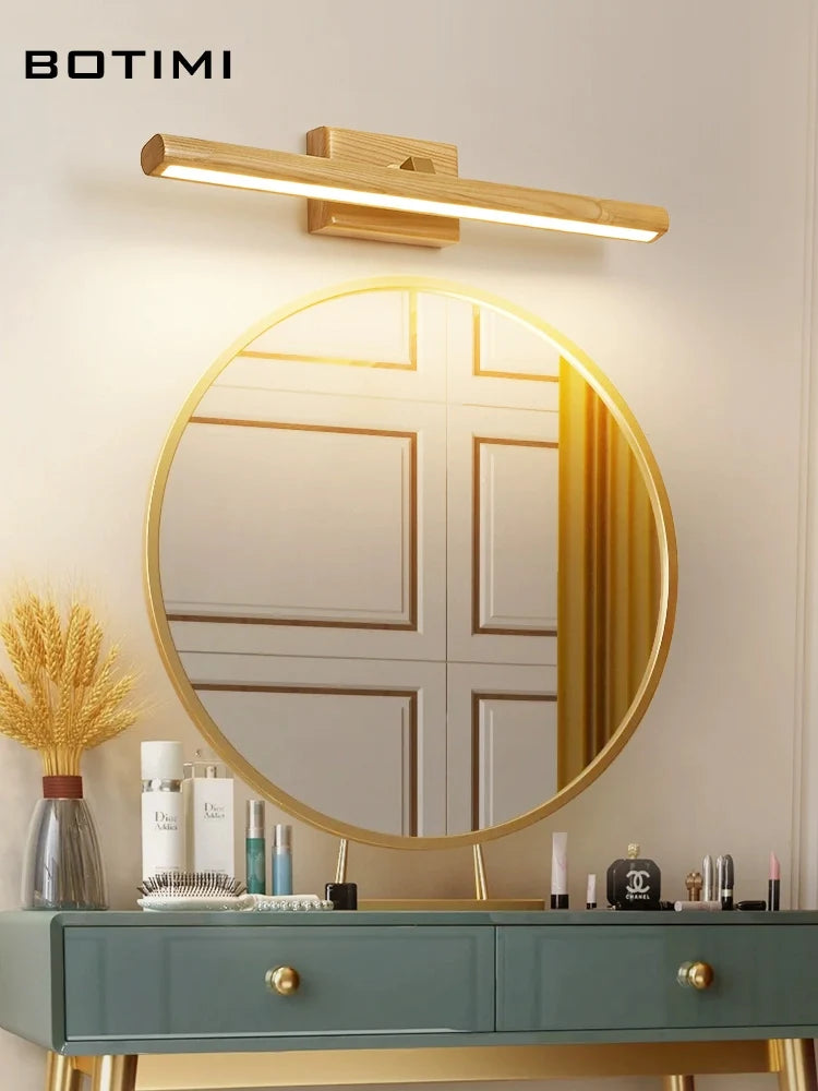 lampe murale moderne miroir bois texturé or chambre entrée minimaliste éclairage quotidien