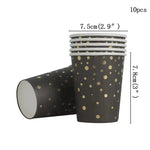 assiettes pois dorés noires gobelets serviettes tablecloth fête anniversaire mariage nouveauannée