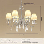 lustre cristal classique argenté abat jour conique cristaux pendus salon salle