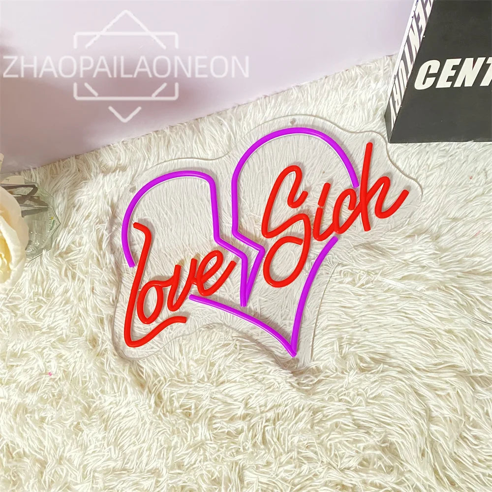 Installation de l'enseigne néon LED Love Sick bleu avec câble USB