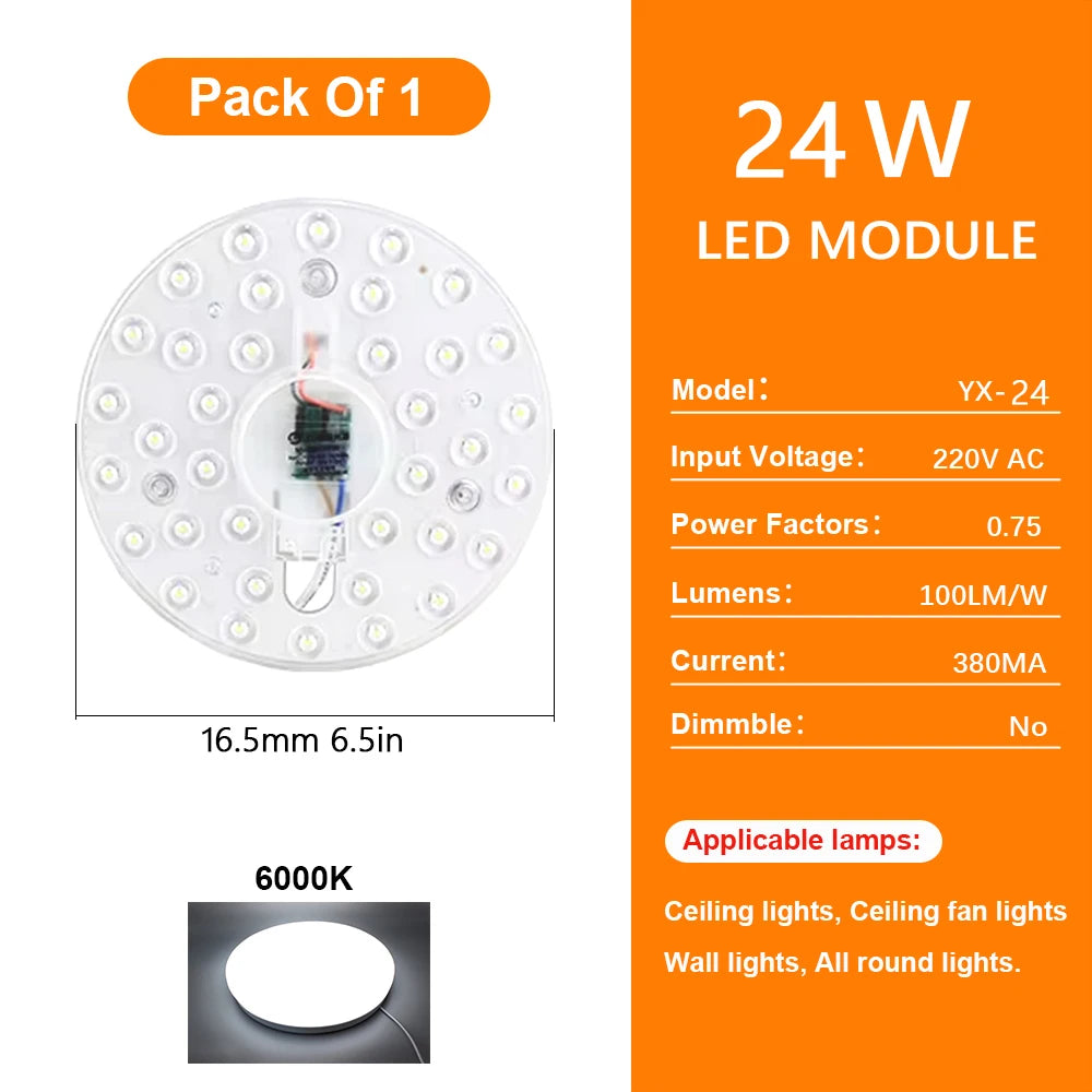 panneau led blanc moderne 285mm aimants télécommande câble alimentation 72w
