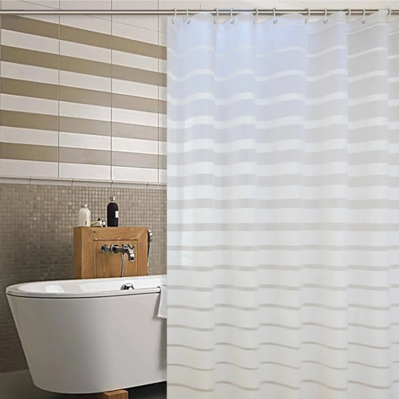 rideau douche moderne blanc rayures horizontales opacité ourlet standard peva 180cm 200cm