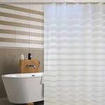 rideau douche moderne blanc rayures horizontales opacité ourlet standard peva 180cm 200cm