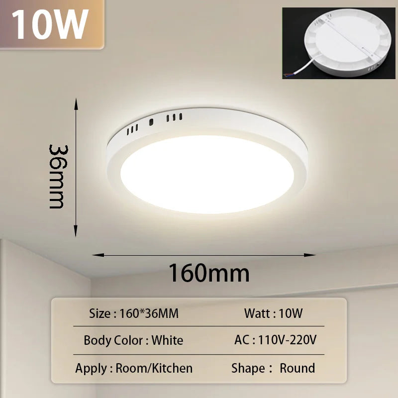 Lampe led ultra mince moderne blanc surface montée 20w 30w 10 15 sources rond