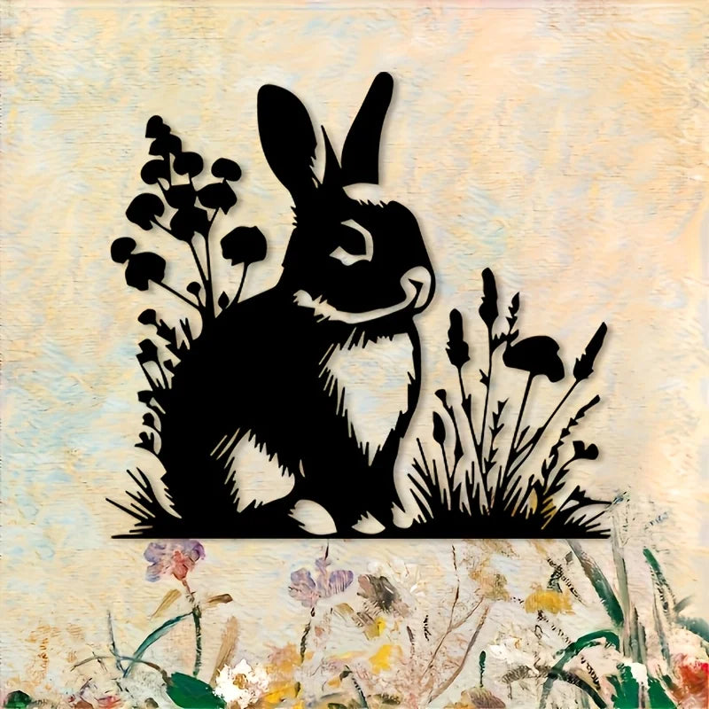 décoration murale lapin végétation noir fleurs moderne rustique intérieur salon jardin
