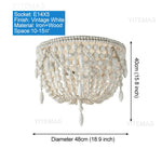 lustre vintage bois blanc suspension chambre salon bohème éclairage intérieur