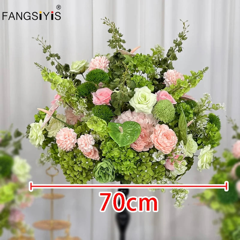 décoration mariage événement rose vert fleurs naturelles romantiqueextérieur table centre