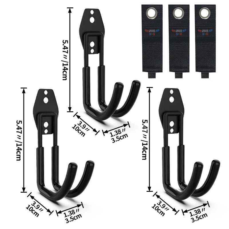crochet mural acier noir support rangement outils garage vélo escabeau fixation vis