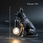 lampe poser chien réaliste détaillée blanc noir contemporaine minimaliste ampoule câble eléctrique