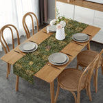 nappe lin motif floral william morris vert foncé beige arts crafts décoration table festive