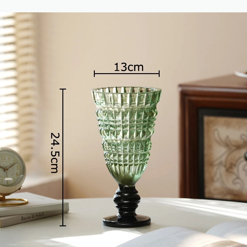vase transparent gravé rose noir vert violet strié classique moderne table