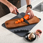 tapis drainage silicone gris moderne rayures horizontales anti dérapant rapide drying mat vaisselle organisateur