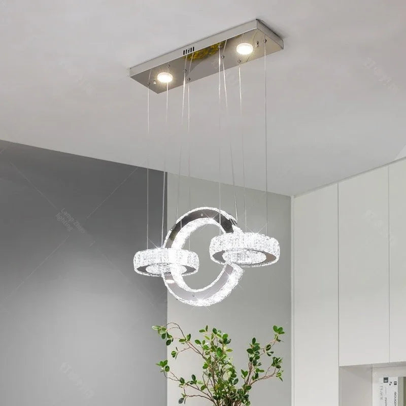suspension lumineuse moderne transparente strassée télécommande éclairage led 90 260v 15 30m²