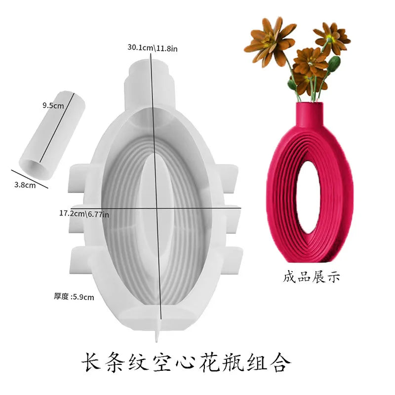 vase silicone rayures circulaires blanc rose moderne minimaliste ornement