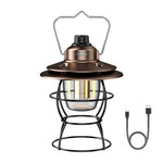 lanterne camping vintage led recharge usb portable métal noir blanc bronze