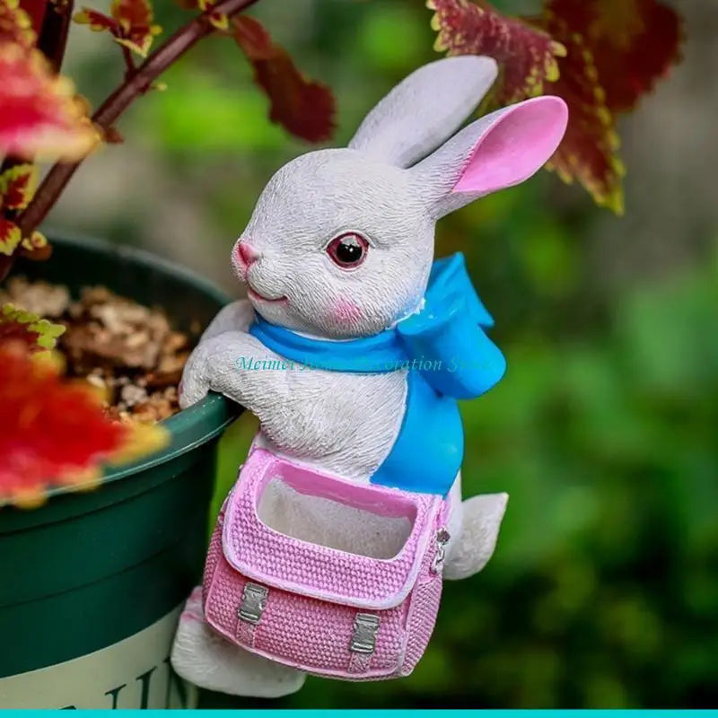 statue jardin suspendue figurines animaux blanc beige rose bleu texturé opacité décoratif miniature adhésif