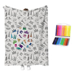 couverture colorier enfants motifs noël animaux crayons couleur texture douce moderne multicolore blanc gris