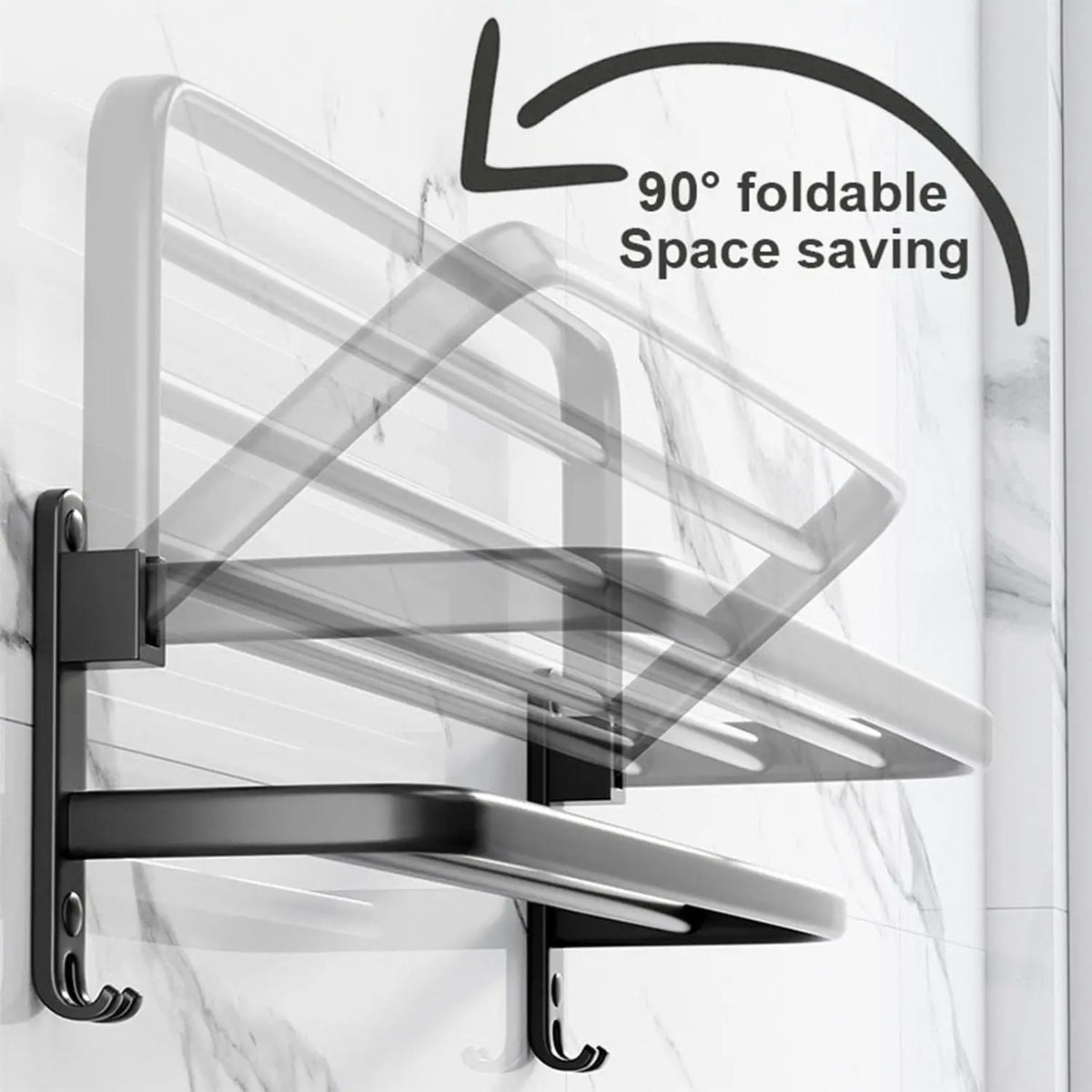 porte serviettes mural pliable noir mat aluminium double barres 50cm moderne minimaliste crochets