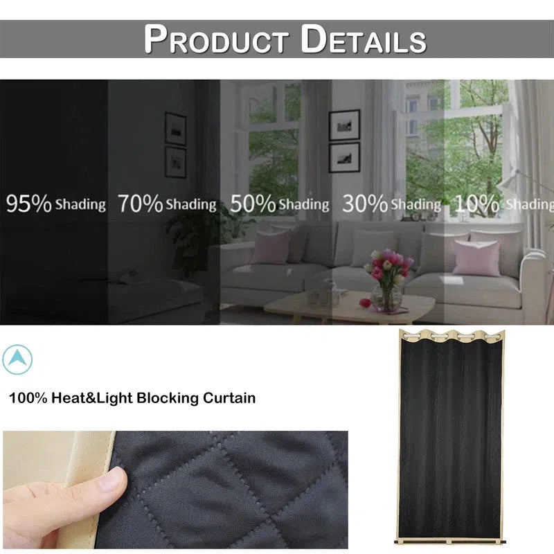 Rideau occultant pour salon, efficace contre la chaleur et la lumière, offrant différentes options de diminution de luminosité allant de 10% à 95%, idéal pour un confort optimal et une atmosphère agréable dans votre espace intérieur.