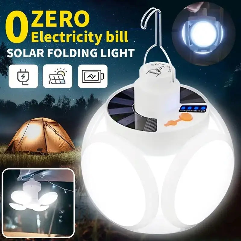 lampe solaire pliable haute luminosité portable blanc moderne crochet interrupteur usb