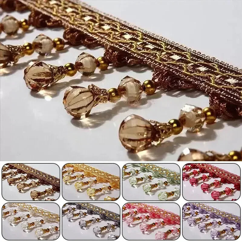ruban décoratif brodé cristal rose marron violet vert jaune vêtement textile maison rideau
