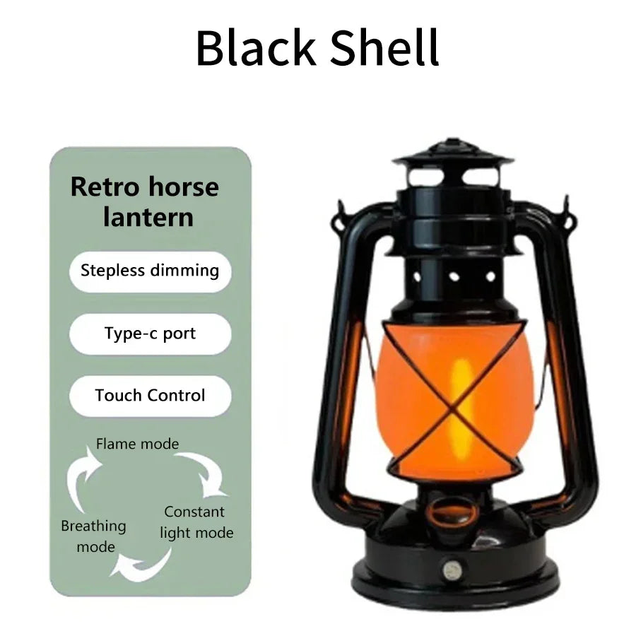 lanterne rétro rechargeable suspension camping bronze vieilli verre translucide éclairage décoratif modes lumière camping