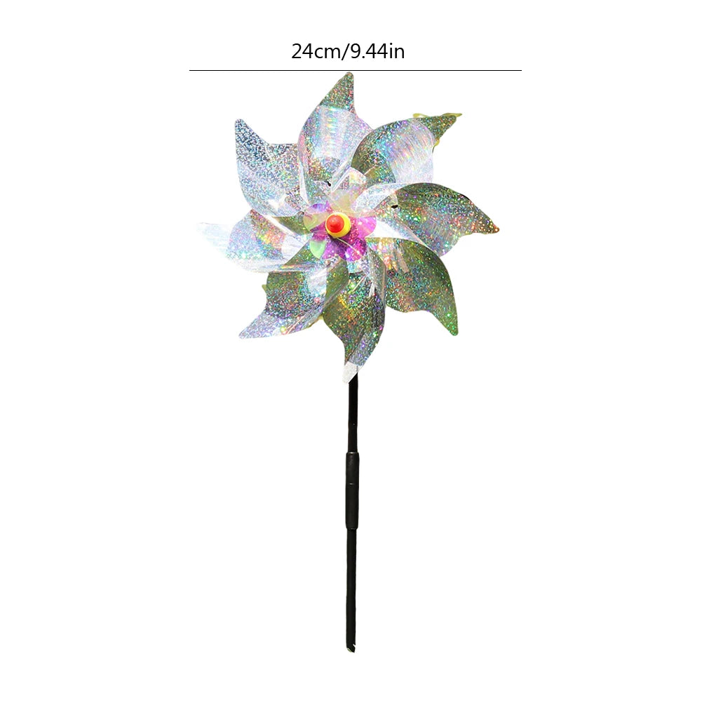 moulin vent multicolore brillant moderne décoration jardin protection oiseaux piquet facile