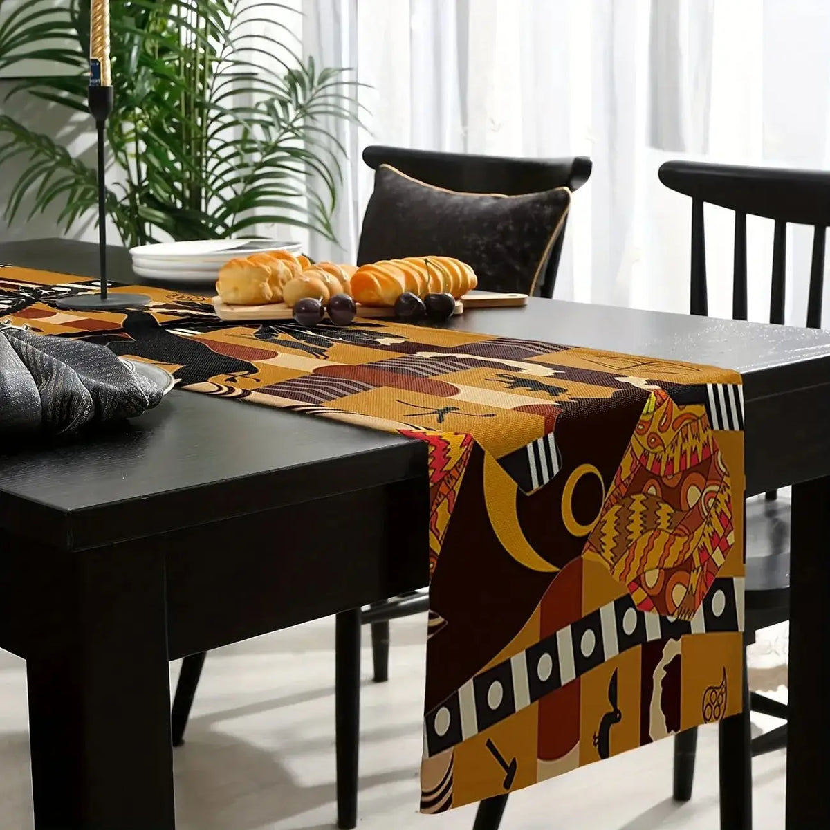 table cuisine nappe africaine motifs animaux éléphant girafe moderne festive mariageextérieur