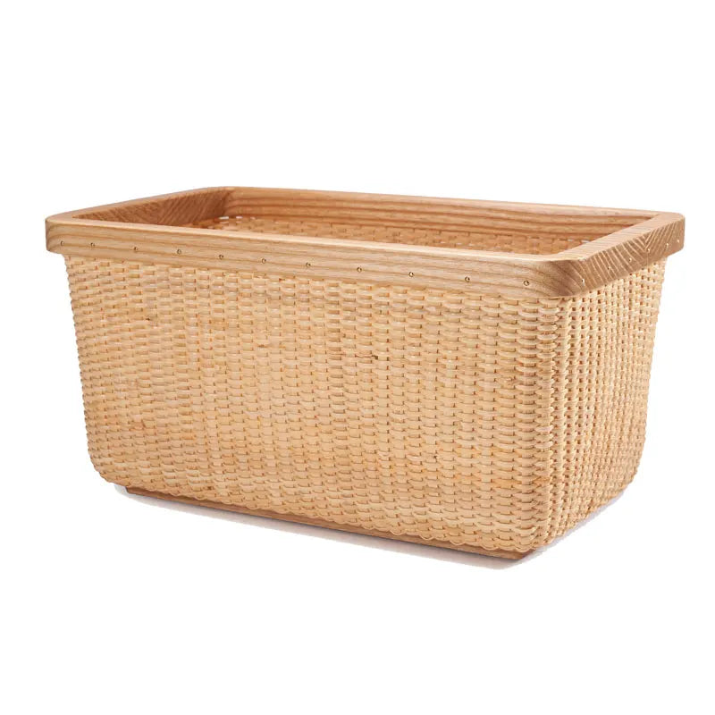 panier rotin tressé beige clair salon cuisine rangement naturel traditionnel respectueux environnement couvercle organisateur