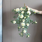 guirlande florale artificielle roses feuilles décoration mariage anniversaire intérieur blanc rose orange vert