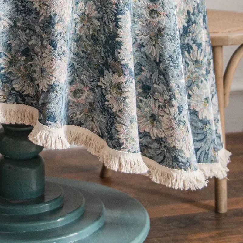 nappe table fleurs tournesol vert jaune beige classique rustique polyester réutilisable pâques noël