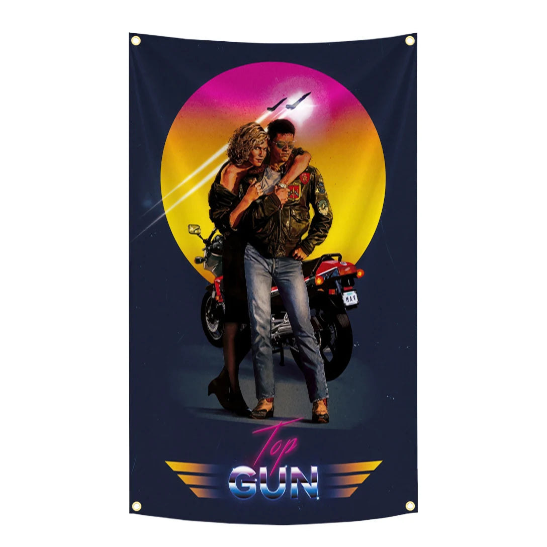 bannière top gun logo étoile danger zone epic version avions explosion vintage