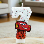 bougie numérique anniversaire lightning mcqueen disney glitter voiture forme chiffre blanc rouge