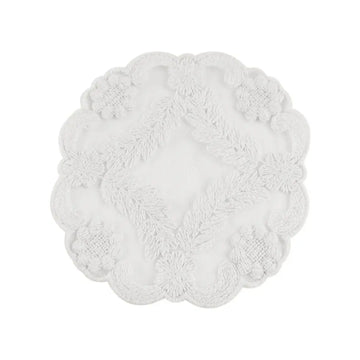serviette table blanc dentelle classique anti brûlure tissu rond poli maison fêtes mariage