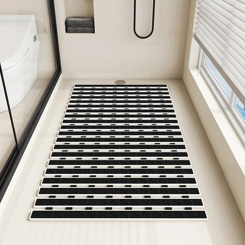 tapis bain moderne rose gris bleu beige blanc rectangles géométriques relief salle bain