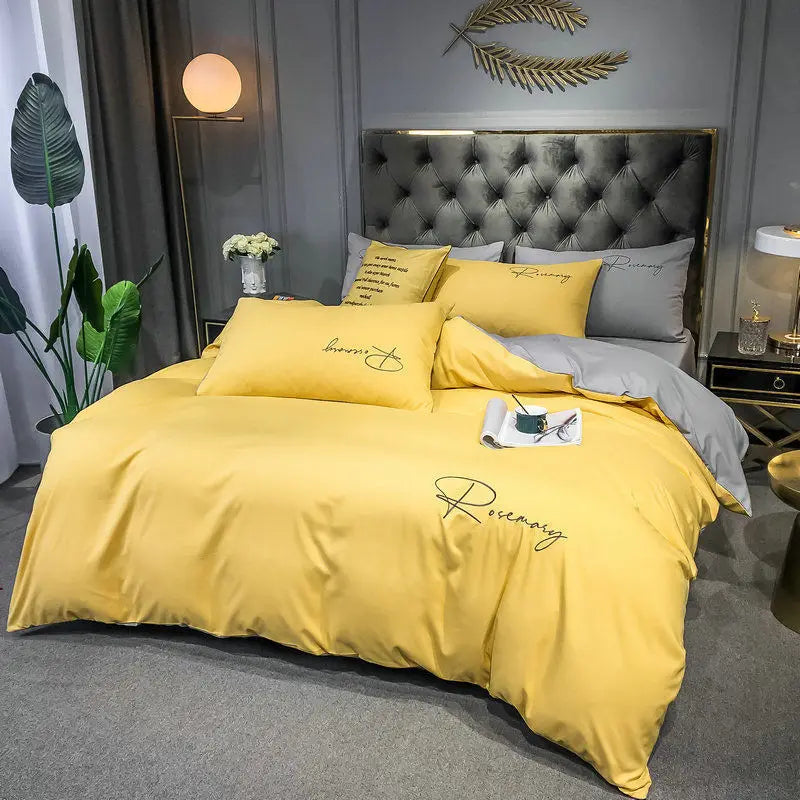 Housse de couette et taies d'oreiller assorties - coloris kaki