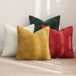 coussins décoratifs modernes orange jaune vert rouge blanc tissu chenille opaques carré