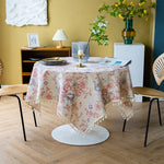 nappe rectangulaire blanche dentelle classique table manger cuisine salon décoration maison textile polyester