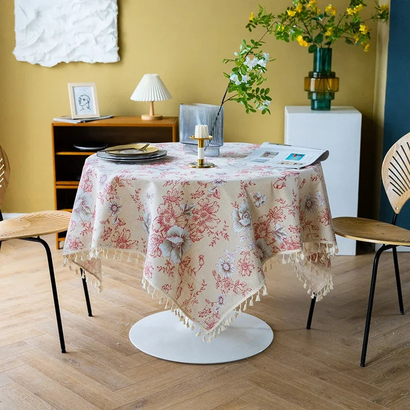 nappe rectangulaire blanche dentelle classique table manger cuisine salon décoration maison textile polyester
