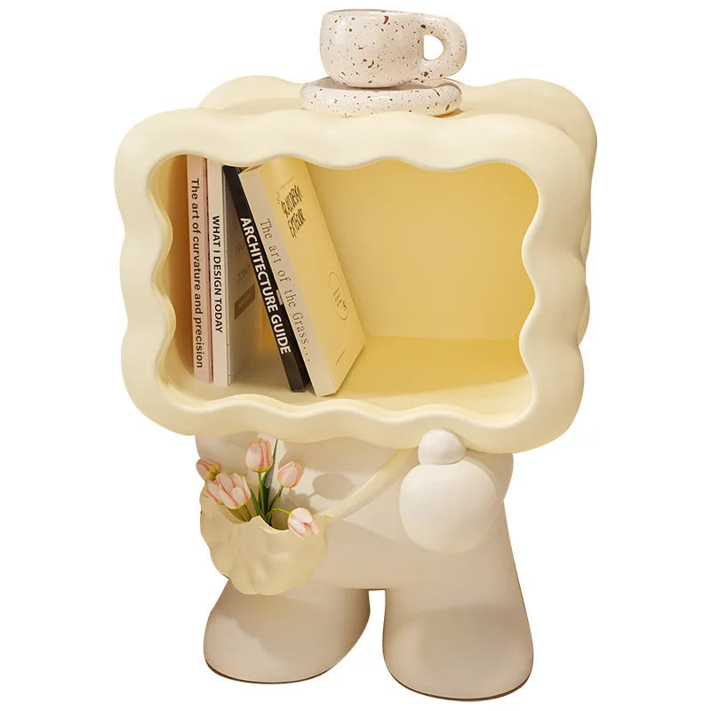 table dappoint moderne blanche compartiment ouvert vase intégré ludique sculptural