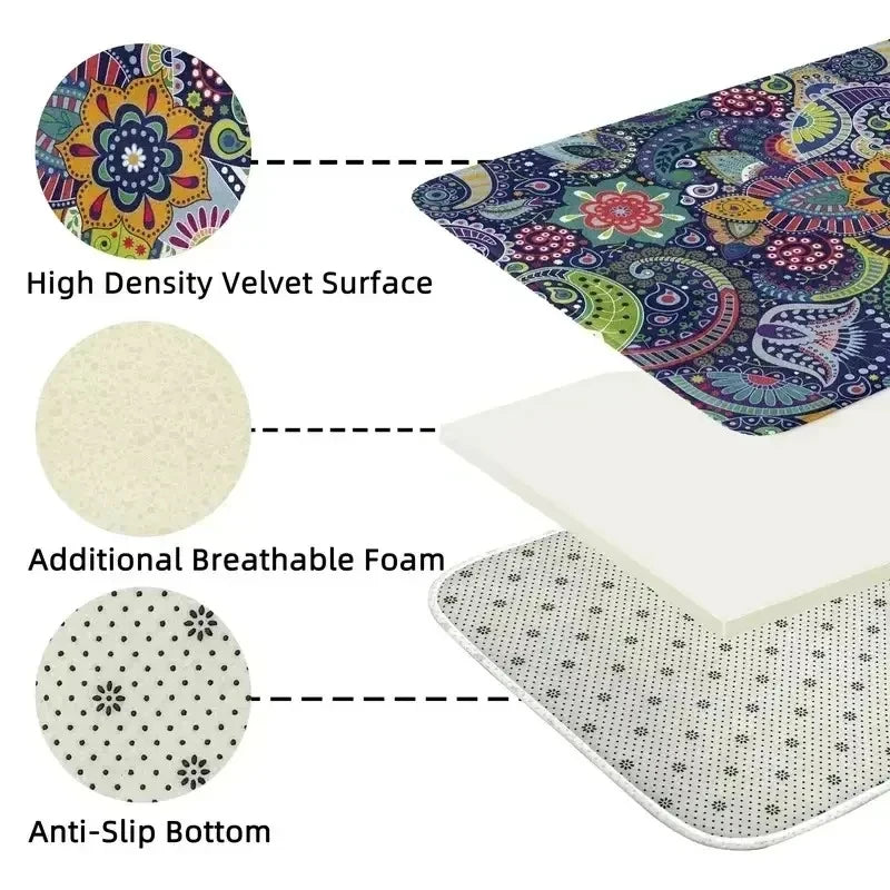 tapis rouge ornements floraux velours épais antidérapant chambre salon traditionnel