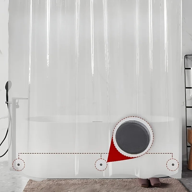 rideau douche transparent moderne plis verticaux aimants lestés 180x200cm écologique imperméable