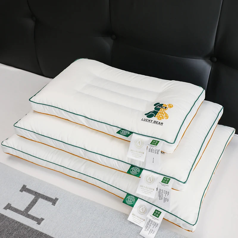 oreiller coton blanc patchwork bordure verte orange anti apnée anti ronflement therapy refroidissement 40x60cm