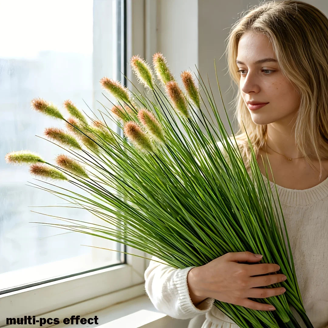 plantes artificielles herbe roseaux oignon fleurs vert clair moderne intérieur décoration expos anniversaire