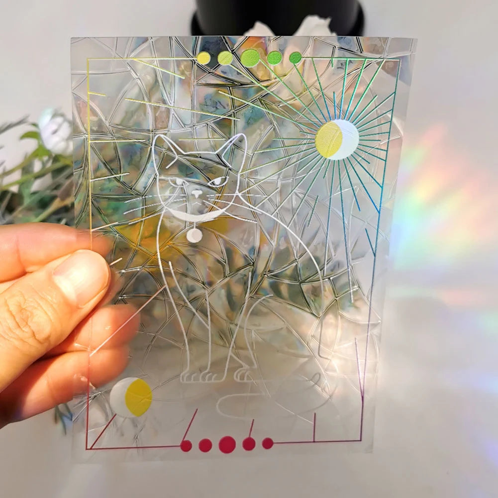autocollants holographiques transparents motifs géométriques adhésifs décor maison moderne minimaliste