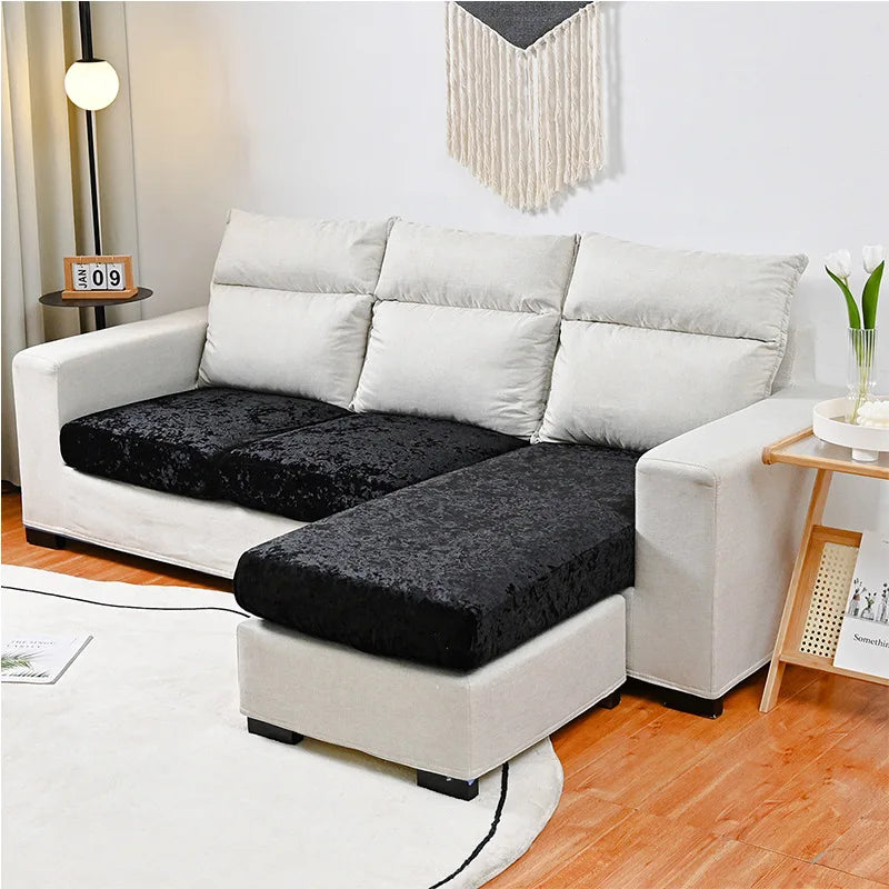 housses canapé d'angle velours gris moderne automne hiver brossé lavable sectionnel deux places