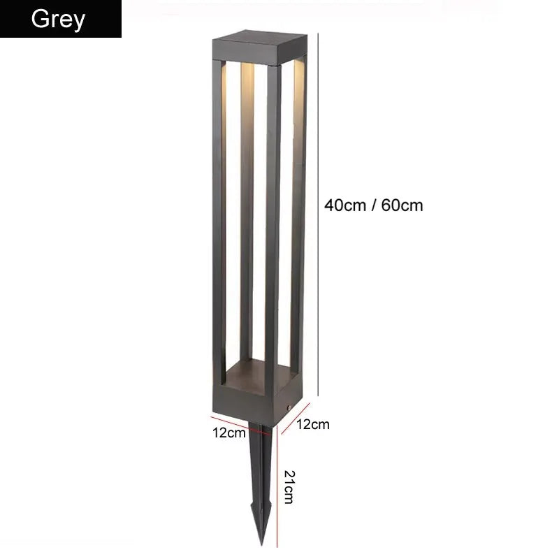 lampe extérieure led moderne noir gris rayures verticales ip65 12x12cm 60cm 40cm